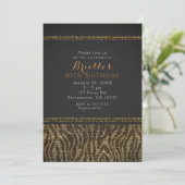 Zebra Sparkle Sequins Glam Chic Party Invitation Kaart (Staand voorkant)