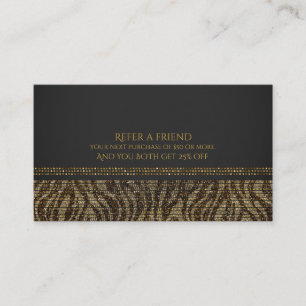 Zebra Sparkle Sequins Glam Chic Verwijs een Vriend Aanbevelingskaartje