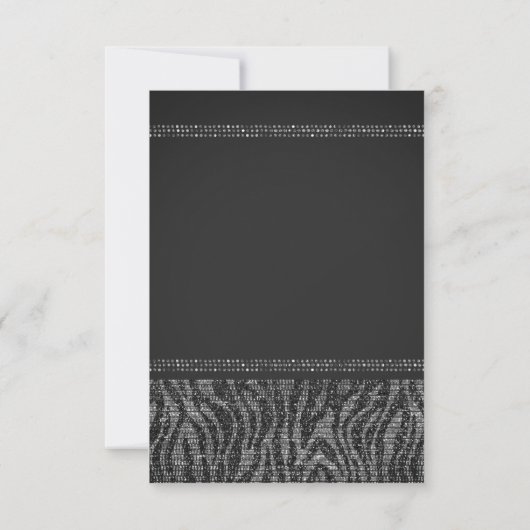 Zebra Sparkle Silver Black Glam Chic Table Number Kaart (Achterkant)