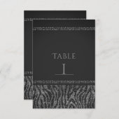 Zebra Sparkle Silver Black Glam Chic Table Number Kaart (Voorkant / Achterkant)
