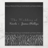 Zebra Sparkle Silver & Black Glam Chic Wine Labels Wijn Etiket (Enkel label)