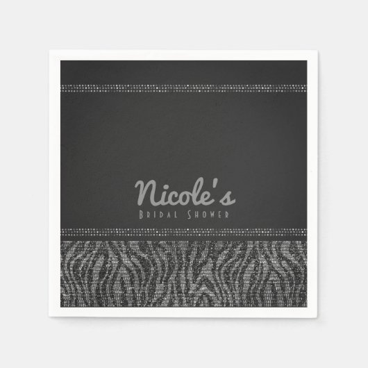 Zebra Sparkle Silver Black Glam Party Chic Elegant Servetten (Voorkant)