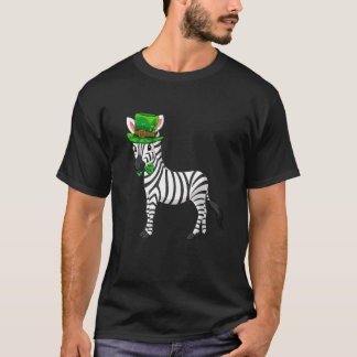 Zebra St Patrick's Day met een Leprechaun Pet Long T-shirt
