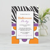 Zebra Stippen Halloween Uitnodigingen (Staand voorkant)