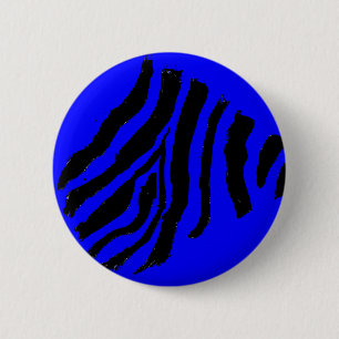 Zebra Streep Knop (Blauwe Framboos) Ronde Button 5,7 Cm
