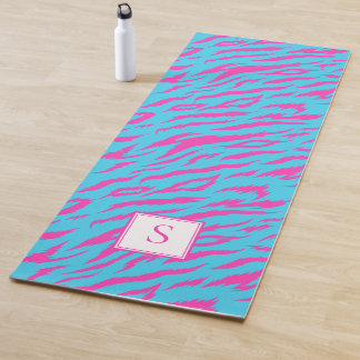 Zebra Strepen Blauw Paarse Monogram Gepersonalisee Yogamat