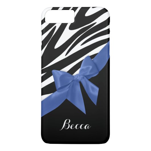 Zebra strepen en blauwe boog met naam Case-Mate iPhone case (Achterkant)