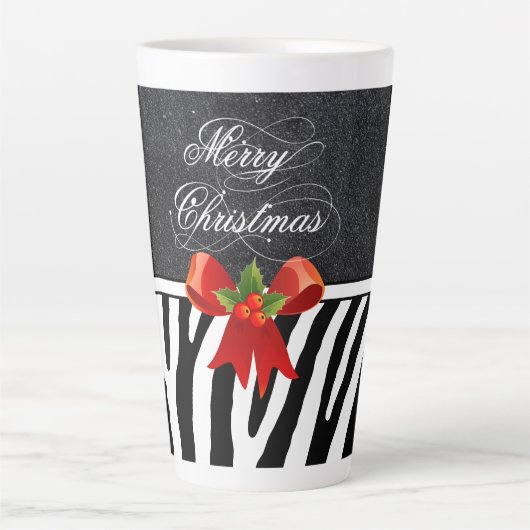 Zebra Strepen en Glitter Latte Mok (Voorkant)
