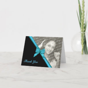 Zebra Strepen en Lint Dank U Opmerking met Foto Bedankkaart