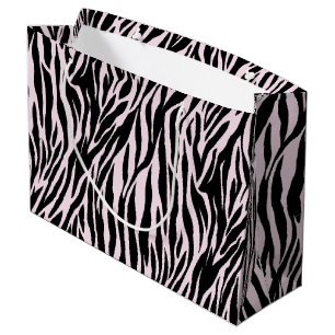Zebra strepen op pastel roze groot cadeauzakje