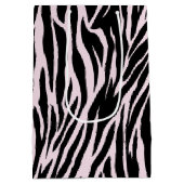 Zebra strepen op pastel roze medium cadeauzakje (Achterkant)