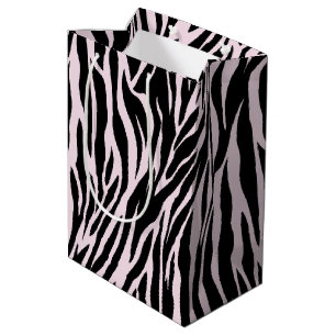 Zebra strepen op pastel roze medium cadeauzakje