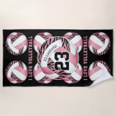 zebra strepen roze gierig gepersonaliseerd volleyb strandlaken (Voorkant)