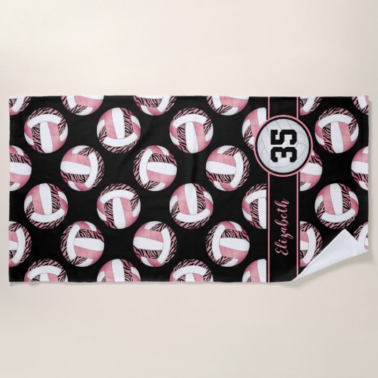 zebra strepen wild roze sportief volleybal meisjes strandlaken (Voorkant)