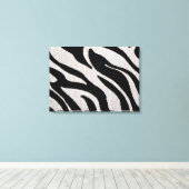 Zebra Strepen Zwart & Wit Verpakt Canvas Afdruk (Insitu (Houten vloer))