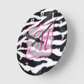 Zebra Stria Animal Monogramme Mur initial Horloge (Angle)