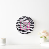 Zebra Stria Animal Monogramme Mur initial Horloge (Maison)