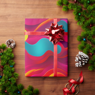 Zebra Strides golven Roze Navy Rainbow Pattern Cadeaupapier