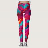 Zebra Strides golven Roze Navy Rainbow Pattern Leggings (Voorkant)