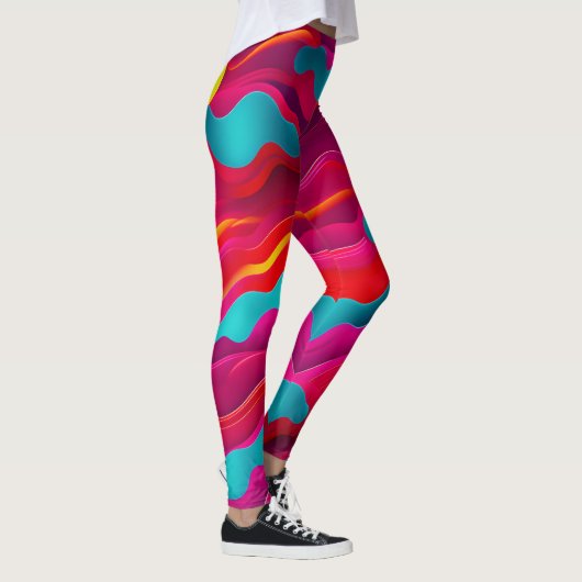 Zebra Strides golven Roze Navy Rainbow Pattern Leggings (Rechts)