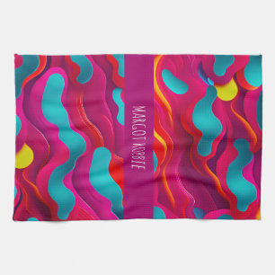 Zebra Strides golven Roze Navy Rainbow Pattern Theedoek