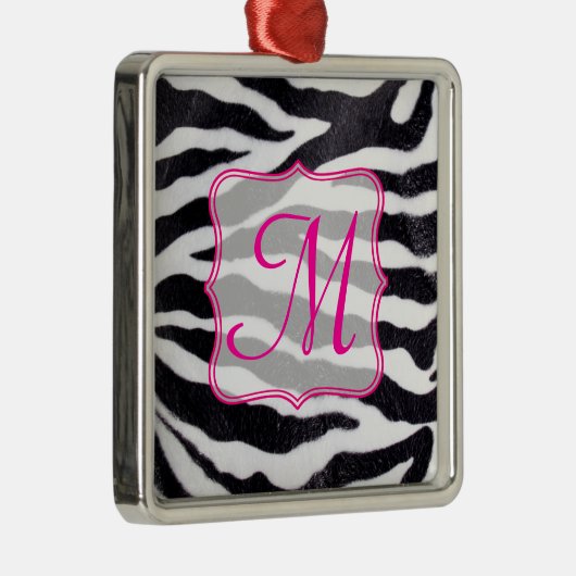 Zebra Stripe Animal Prin Monogramme Ornement initi (Droite)