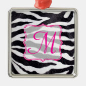 Zebra Stripe Animal Prin Monogramme Ornement initi (Devant)