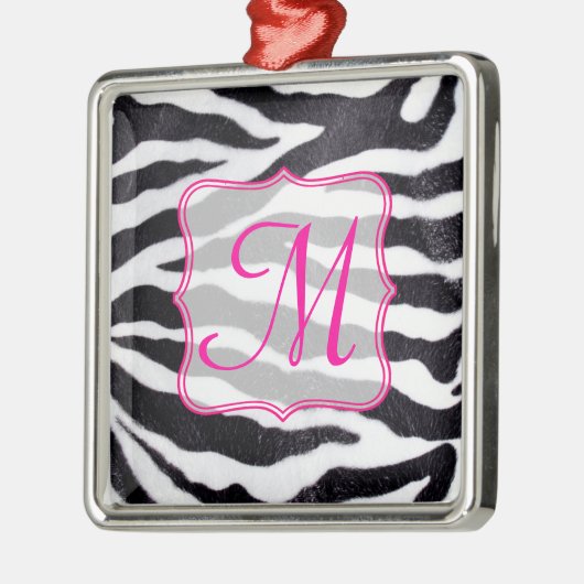 Zebra Stripe Animal Prin Monogramme Ornement initi (Gauche)