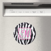 Zebra Stripe Animal Print Monogram Initiaal Magnee Magneet (Insitu (Vaatwasser))