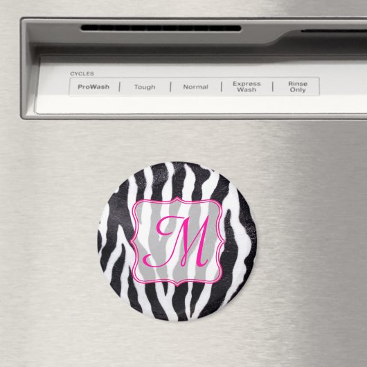 Zebra Stripe Animal Print Monogram Initiaal Magnee Magneet (Insitu (Vaatwasser))