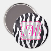 Zebra Stripe Animal Print Monogram Initiaal Magnee Magneet (Voorkant / Achterkant)