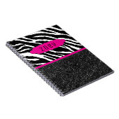 Zebra Stripe avec Parties scintillant rose Carnet  (Côté Droit)