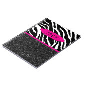 Zebra Stripe avec Parties scintillant rose Carnet  (Côté gauche)