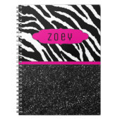 Zebra Stripe avec Parties scintillant rose Carnet (Devant)