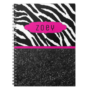 Zebra Stripe avec Parties scintillant rose Carnet 