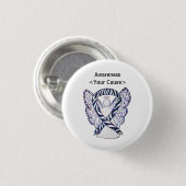 Zebra Stripe Awareness Ribbon Angel Art Button (Voorkant /achterkant)