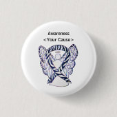 Zebra Stripe Awareness Ribbon Angel Art Button (Voorkant)