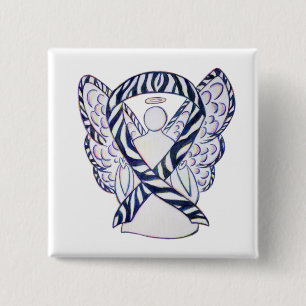 Zebra Stripe Awareness Ribbon Angel Art Button
