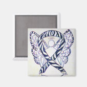 Zebra Stripe Awareness Ribbon Angel Art Magnet (Recto/Verso)