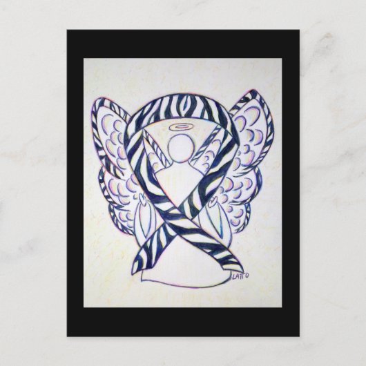 Zebra Stripe Awareness Ribbon Angel Briefkaarten (Voorkant)