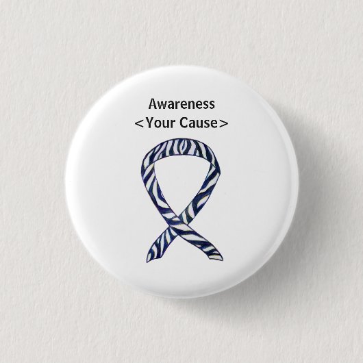 Zebra Stripe Awareness Ribbon Custom Art Button (Voorkant)