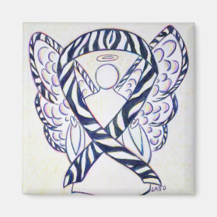 Zebra Stripe Bewustheid Ribbon Angel Art Magnet Magneet