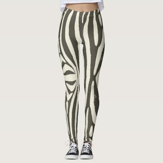 Zebra Stripe Dierenprint Patroon Leggings (Voorkant)