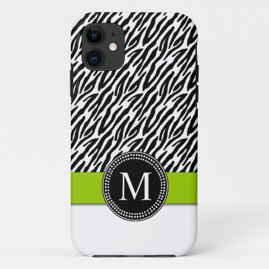 Zebra Stripe Monogram Green iPhone 5 Hoesje (Achterkant)