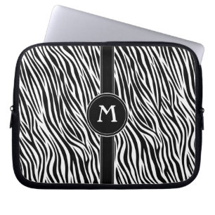Zebra Stripe Patroon met Monogram Laptop Sleeve