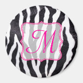 Zebra Stripe Poster de animal Monogramme Aimant in (Devant)