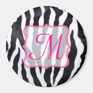 Zebra Stripe Poster de animal Monogramme Aimant in