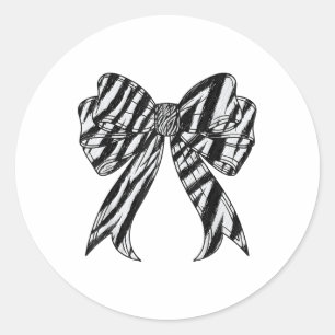 Zebra Stripe Print Coquette Bow Vrouwen Meisjes Ze Ronde Sticker