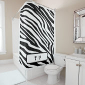 Zebra Stripe Skin Print Initiaal Monogram | Douchegordijn (In situ)