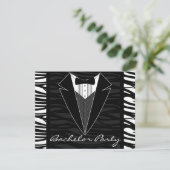 Zebra Stripe Tuxedo Bachelor Party Uitnodiging (Staand voorkant)